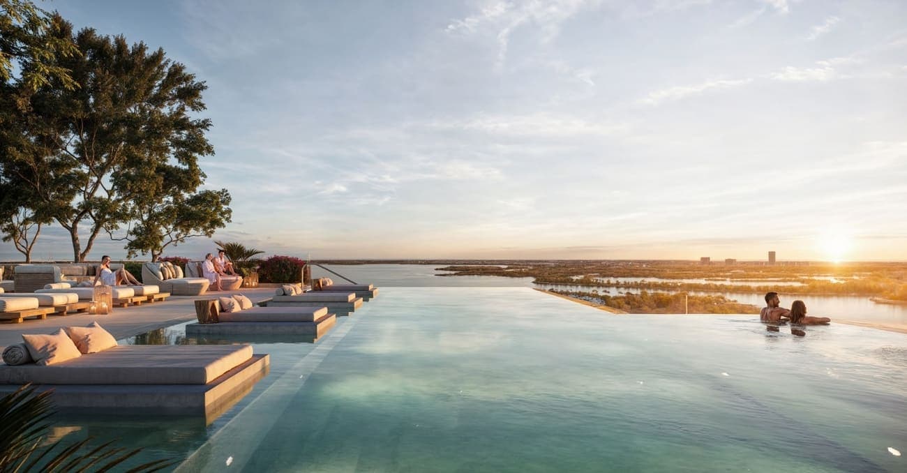 Muheira Maysan amenity Sky Infinity Pool - Abu Dhabi, Dubai - by Modon Properties