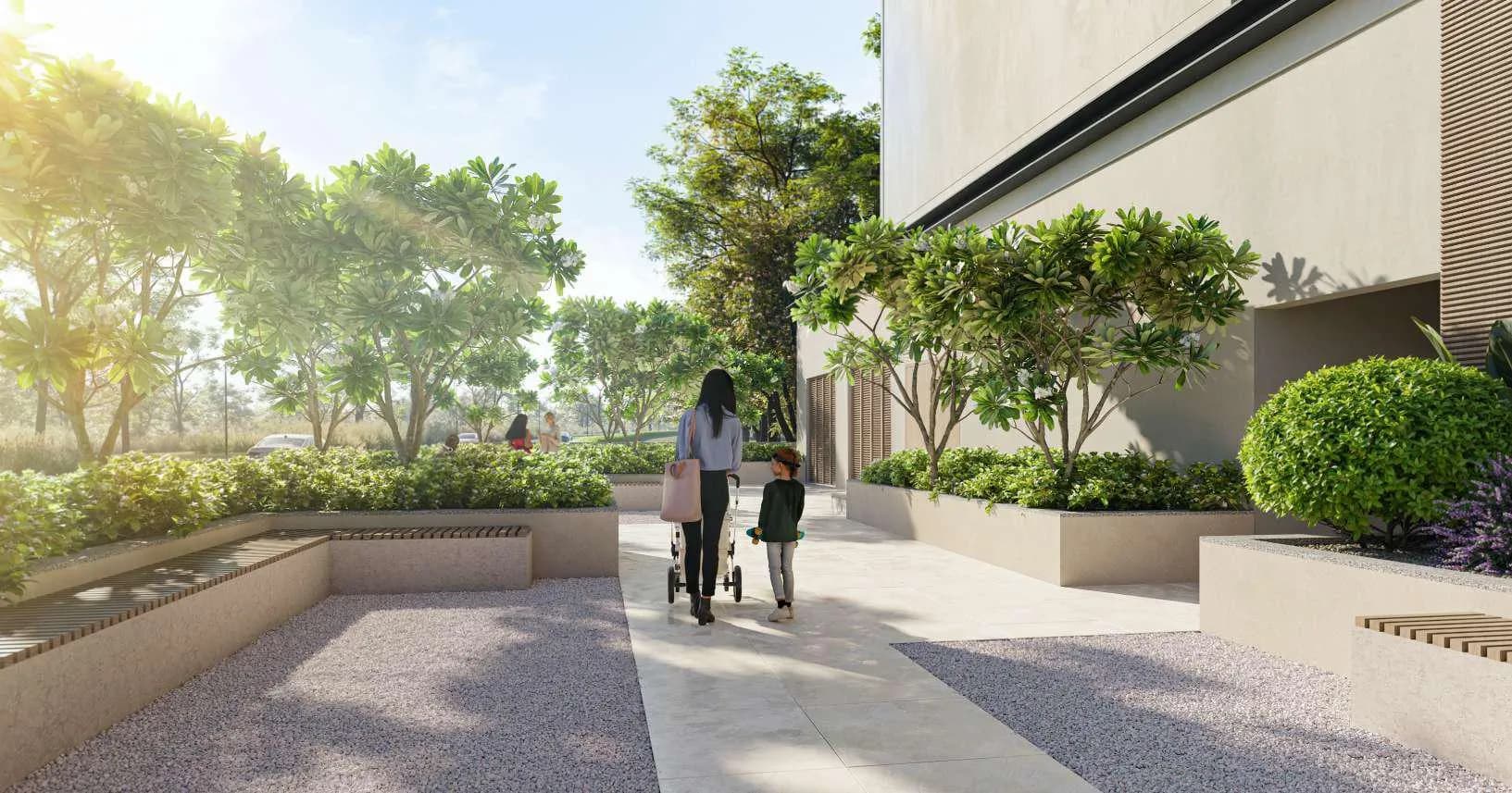 Nirvana Residences 1 amenity Private Landscaped Walkways - Dubai Production City, Dubai - by Meraki Developers