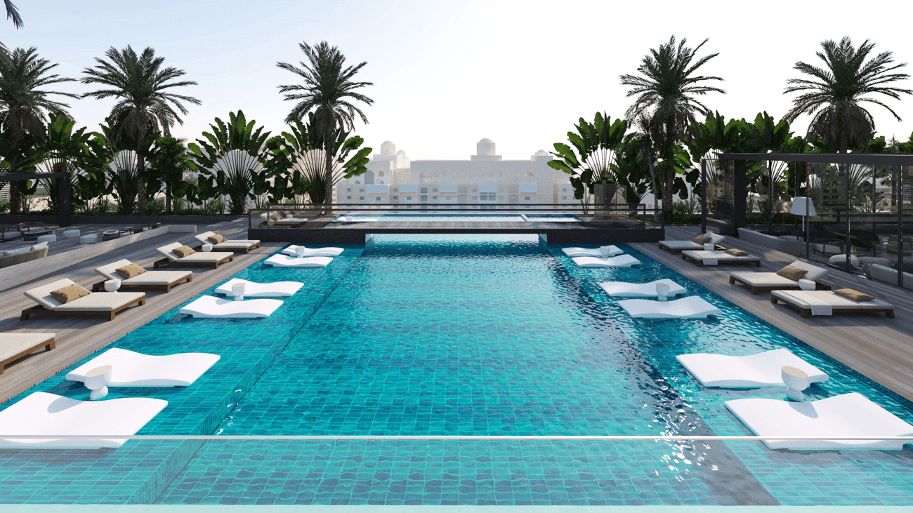 Olaia Residences amenity Rooftoop Pool - Palm Jumeirah, Dubai - by Gulf House Real Estate Development