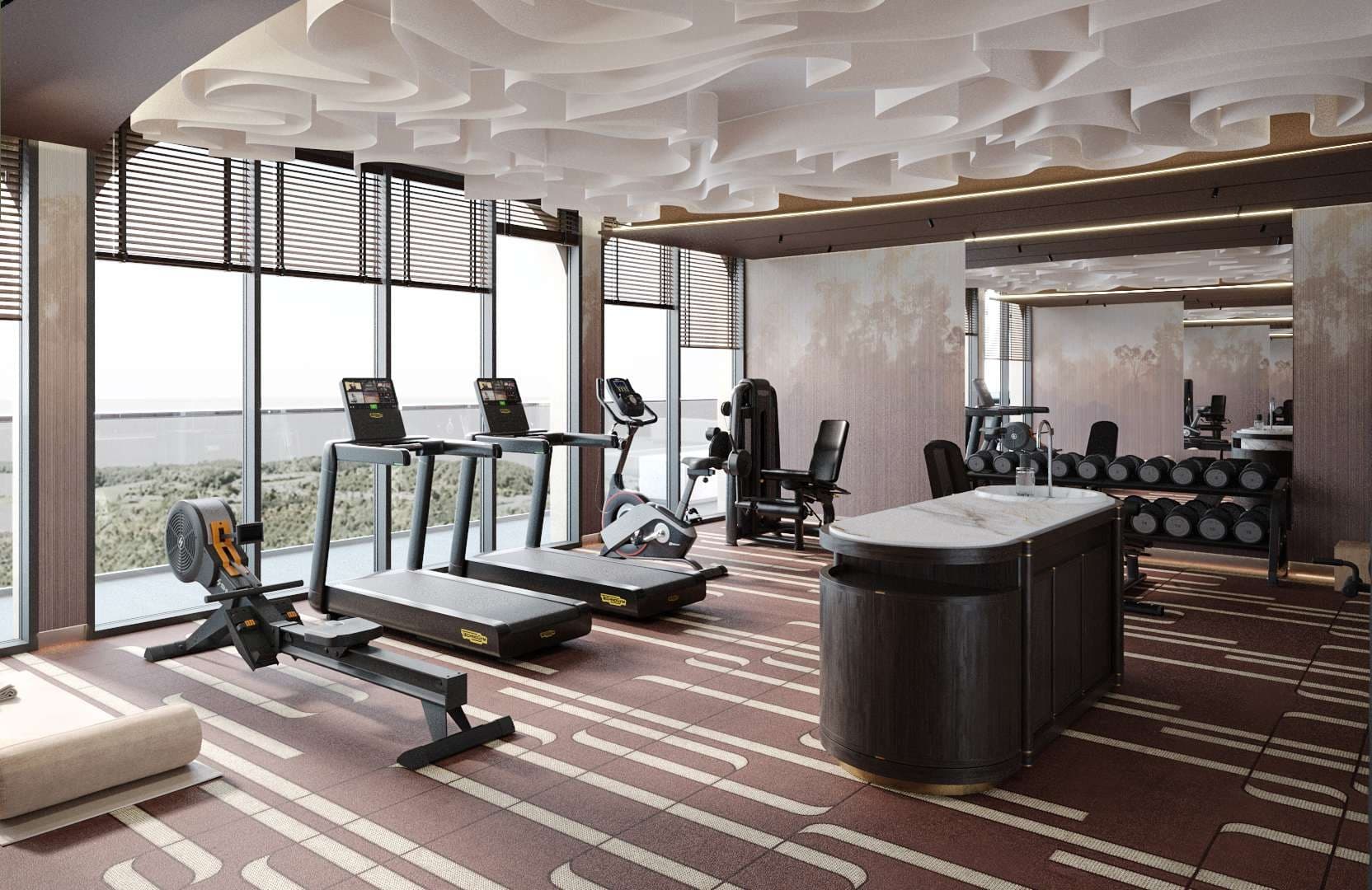 Olivia Gardens amenity Modern Gym With Panoramic City Views - Al Satwa, Dubai - by Segrex Development