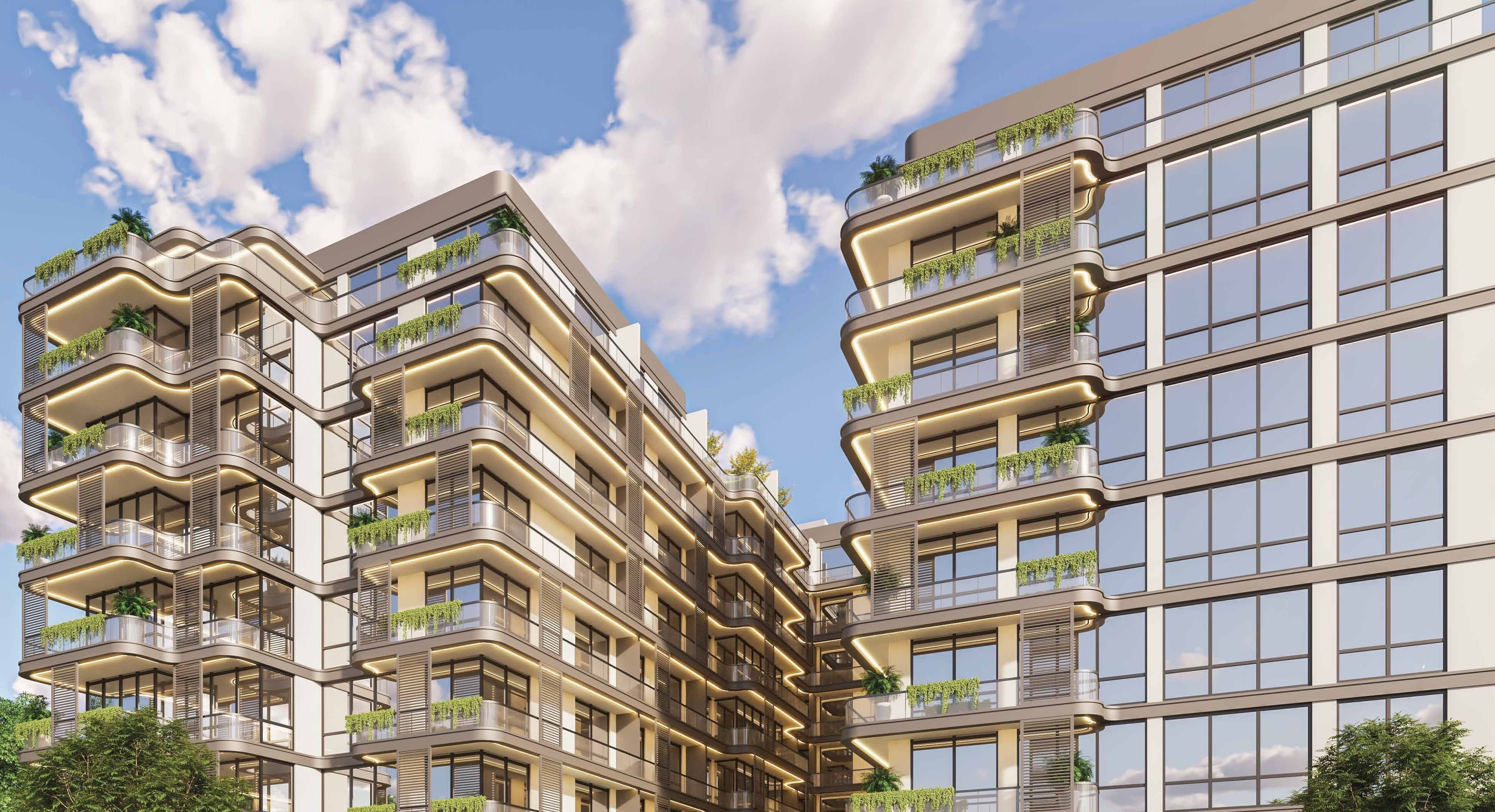 Olivia Residences exterior view - Dubai Investments Park, Dubai - by Karma Developers