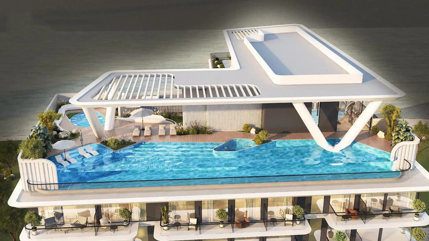 Omya Residence amenity Swimming Pool in Jebel Ali Village, Dubai, by Pantheon