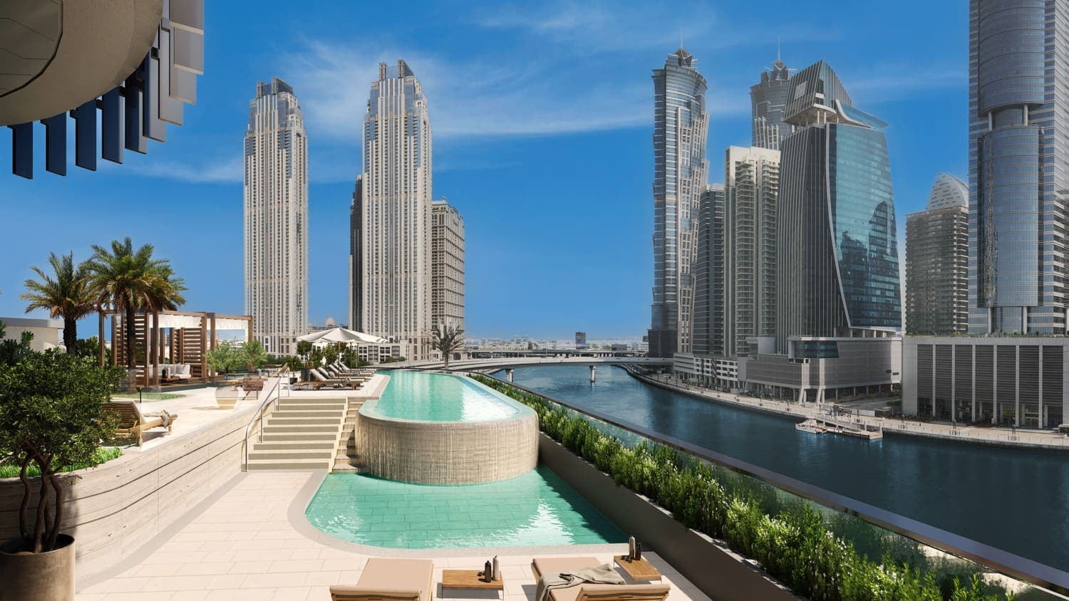 One River Point amenity Pool Deck - Business Bay, Dubai - by Ellington