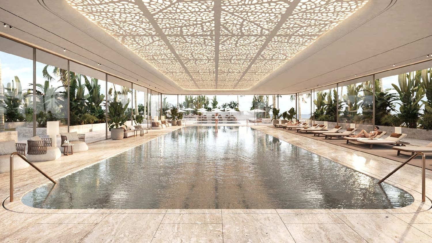 Orla Infinity Dorchester Collection amenity Indoor Temperature Controlled Lap Pool - Palm Jumeirah, Dubai - by Omniyat