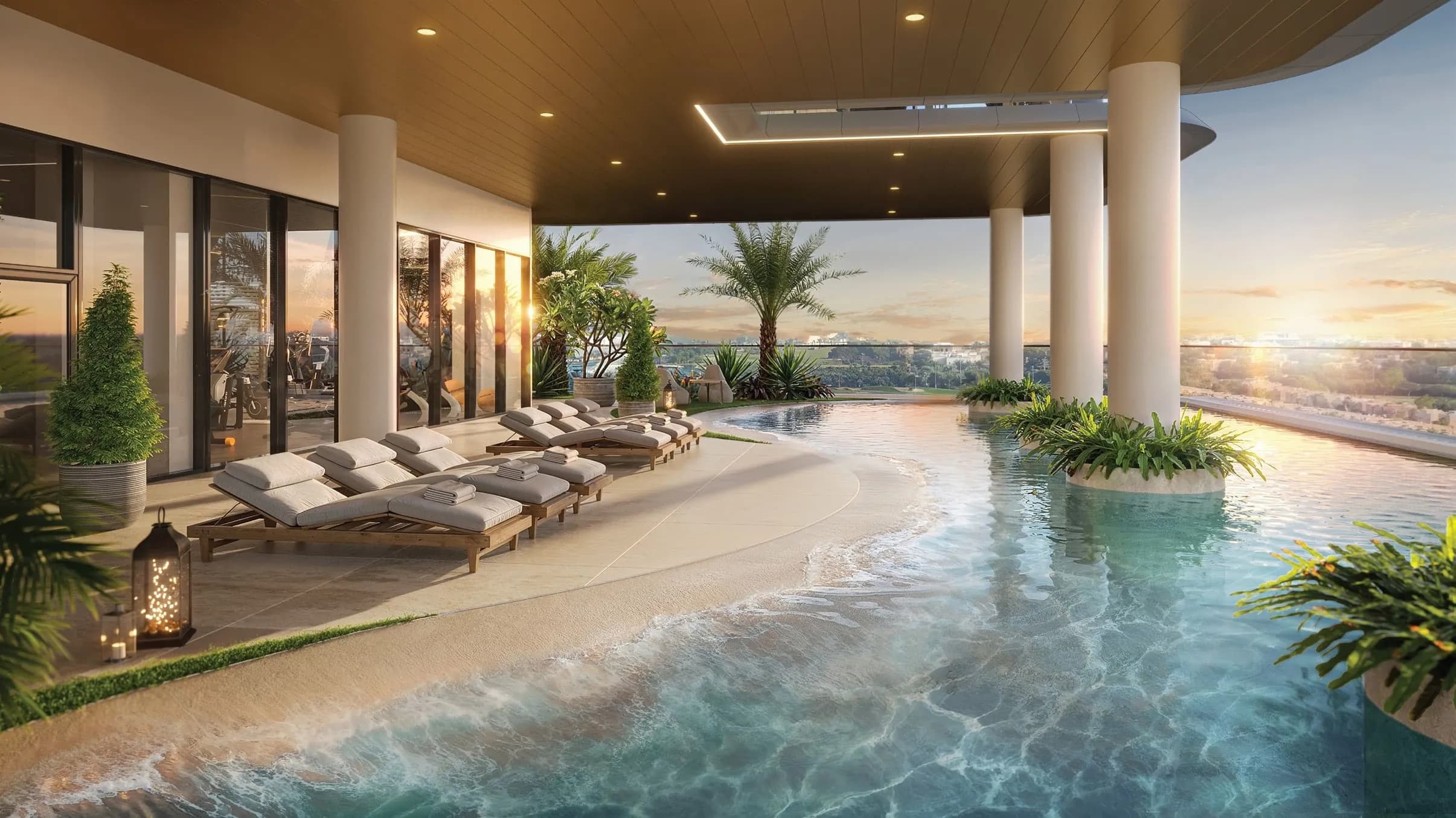 Orvessa Residences amenity Pool Deck - Al Furjan, Dubai - by BNW Developments