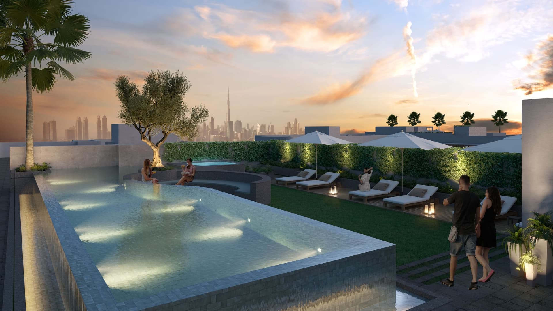 Oxford 10 amenity Rooftop Infinity Pool in JVC (Jumeirah Village Circle), Dubai, by Iman Developers