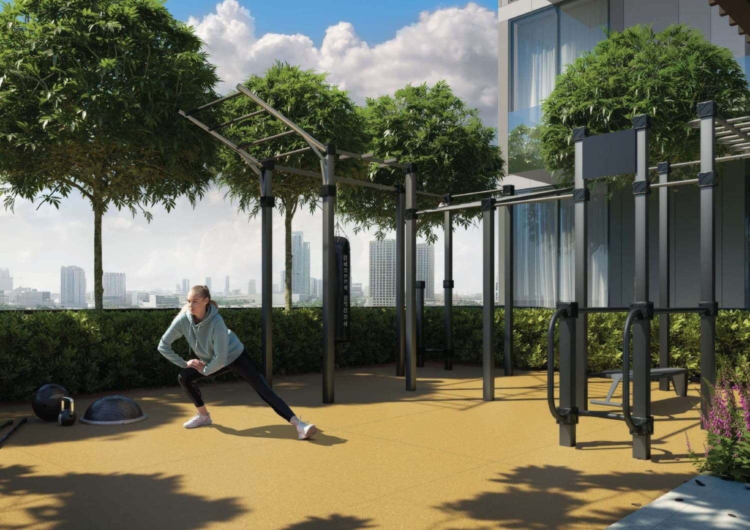 Ozone 1 amenity Outdoor Fitness & Yoga - JVC (Jumeirah Village Circle), Dubai - by Object 1
