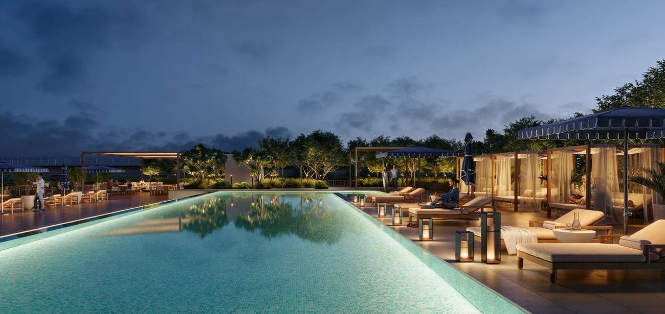 Palace Residences Creek Blue amenity Landscaped Podium Deck in Dubai Creek Harbour, Dubai, by Emaar