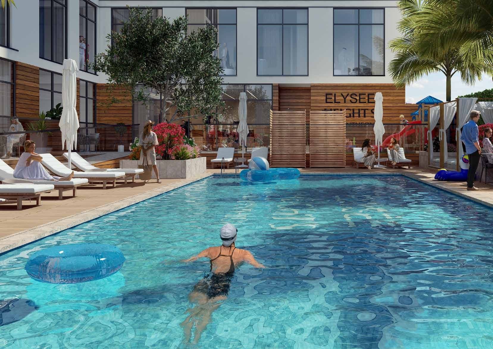 Pantheon Elysee Heights amenity Large Swimming Pool - JVC (Jumeirah Village Circle), Dubai - by Pantheon
