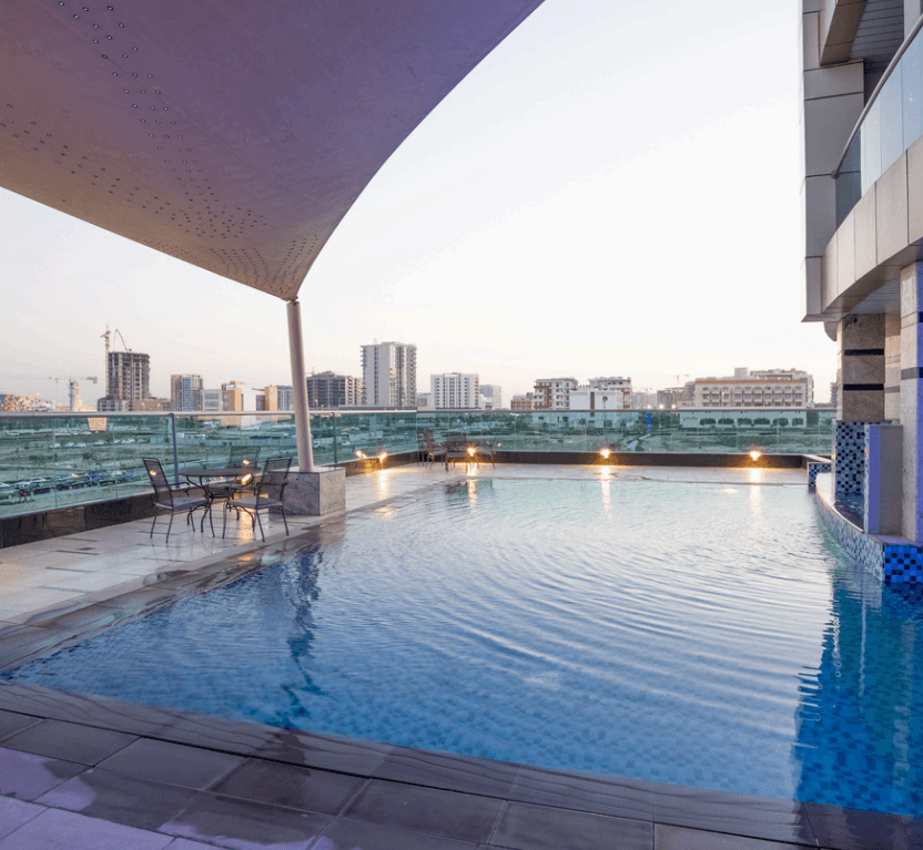 Paradise View 1 amenity Swimming Pool - Majan, Dubai - by Blanco Thornton