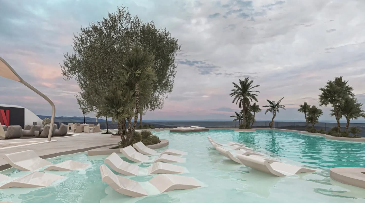 Peace Avenue amenity Floating Sun Beds in Jebel Ali Freezone Extension, Dubai, by Peace Homes Development