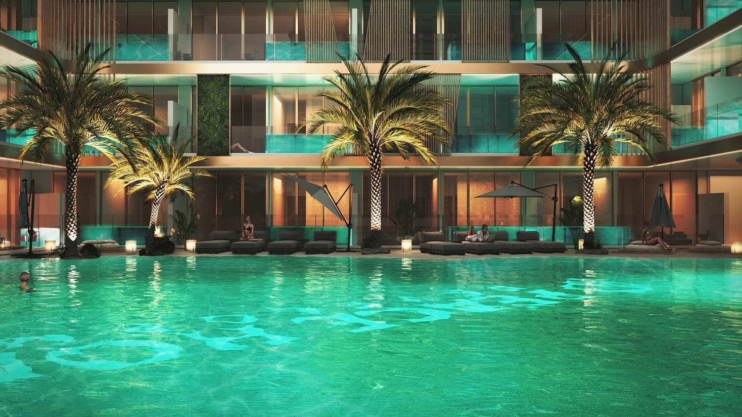 Peace Lagoons amenity Outdoor Swimming Pool in Dubailand Residence Complex, Dubai, by Peace Homes Development