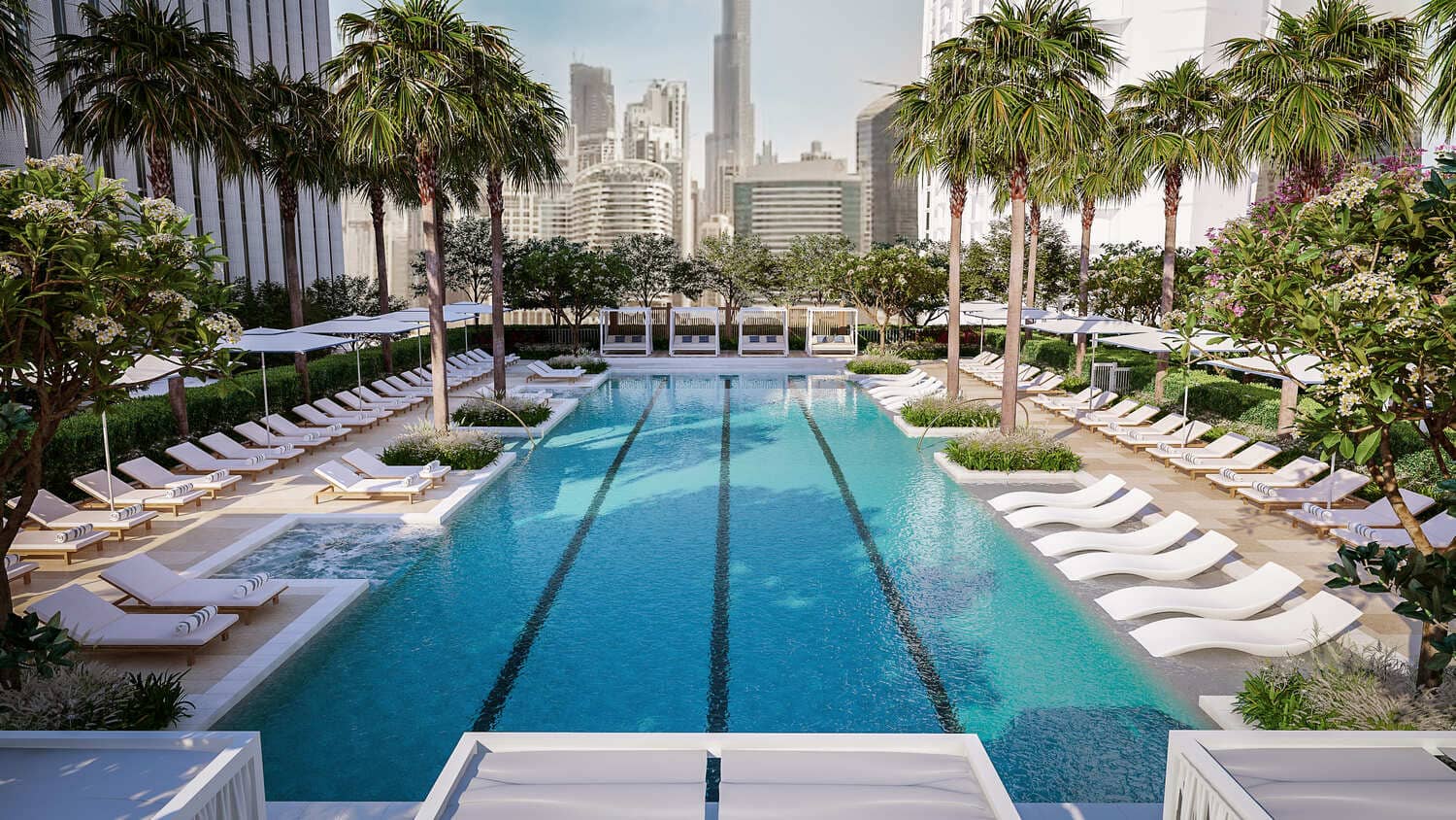 Peninsula Four - The Plaza amenity Swimming Pool & Kids Swimming Pool - Business Bay, Dubai - by Select Group