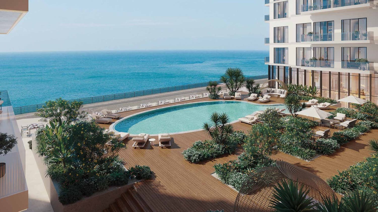 Playa Viva amenity Servicesed Pool - Al Marjan Island, Dubai - by Uniestate Properties
