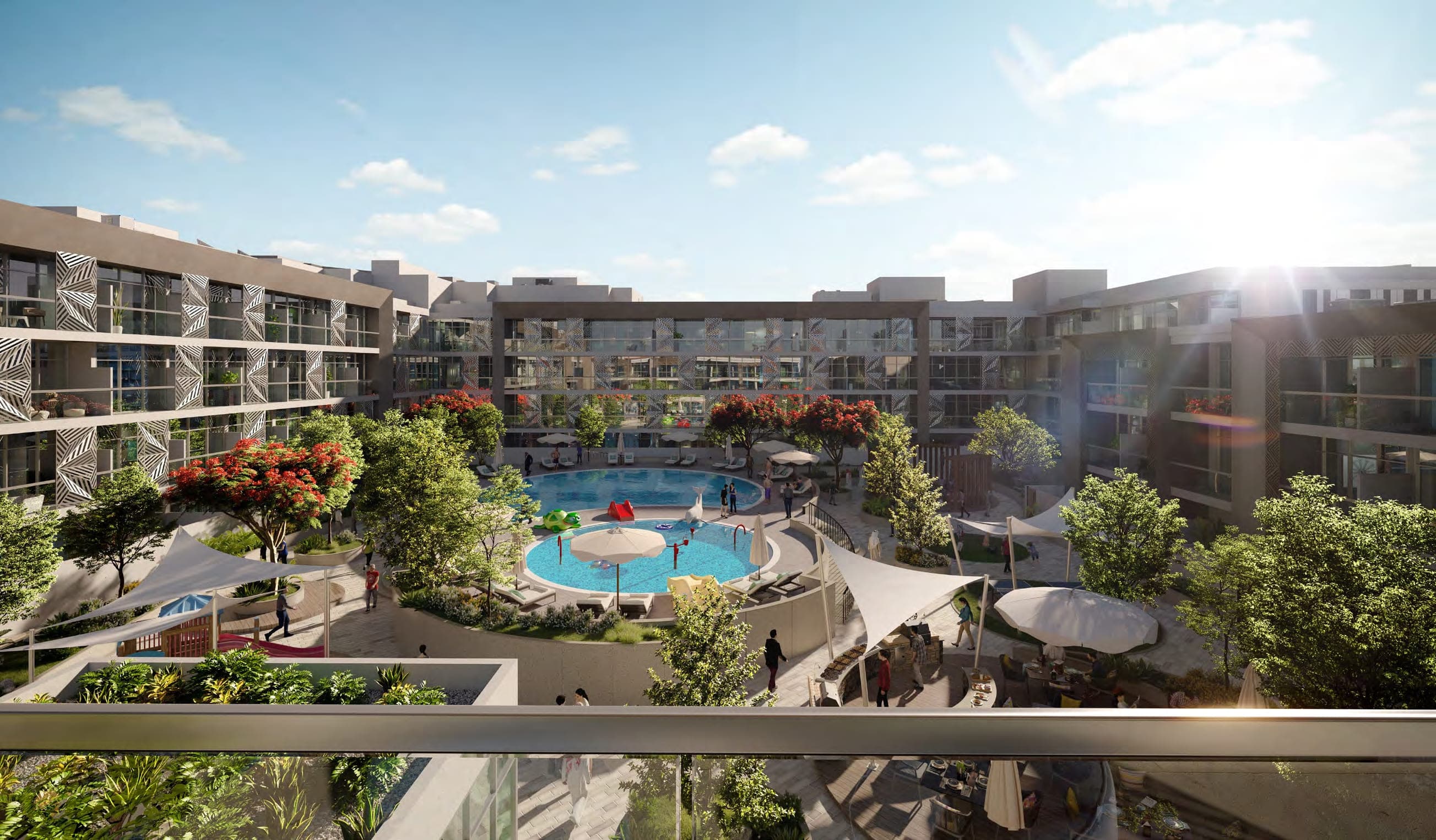 Plaza Reportage amenity Large Swimming Pool - Masdar City, Dubai - by Reportage Properties