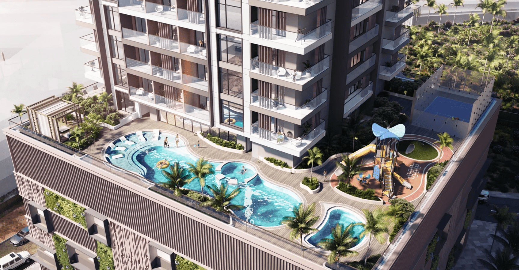 Q Gardens Aliya amenity Rooftop Swimming Pool - JVC (Jumeirah Village Circle), Dubai - by AYS Developers