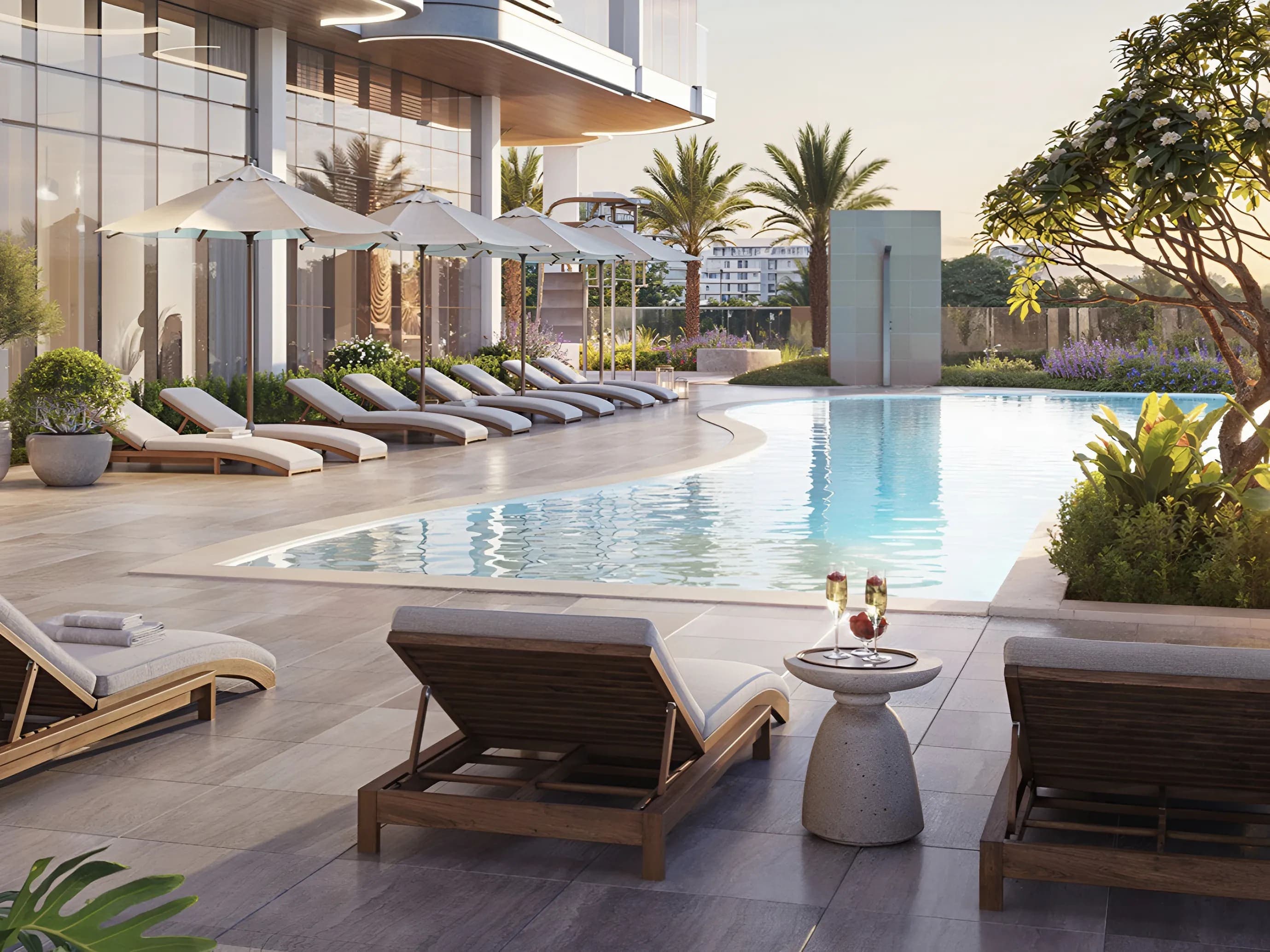 Rabdan Gates amenity Sand Beach Pool - Majan, Dubai - by Rabdan Developments