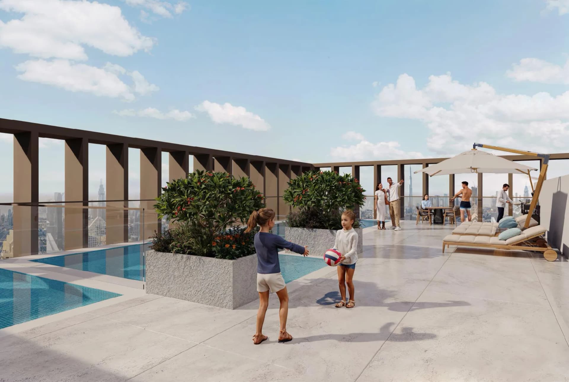 Rabdan Square amenity Pool Lounge in Meydan, Dubai, by Rabdan Developments