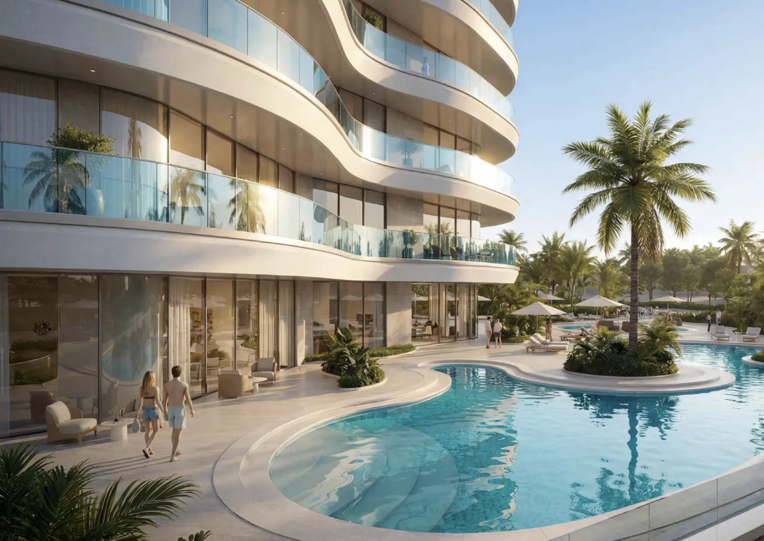 Radiant Waves amenity Canal-Side Pool - Abu Dhabi, Dubai - by Radiant Real Estate