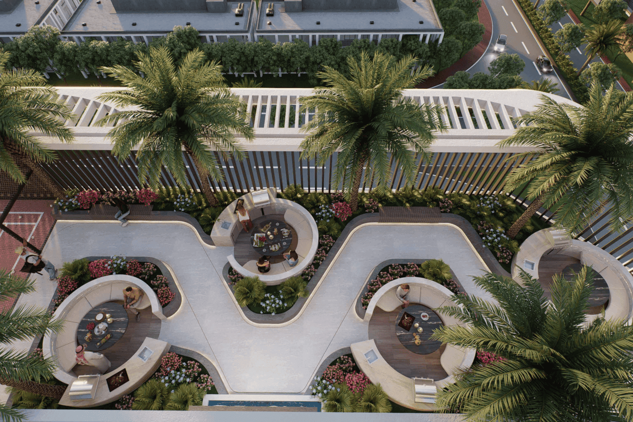 Reef 1000 amenity Bbq Area in Dubailand Residence Complex, Dubai, by Reef Luxury Development