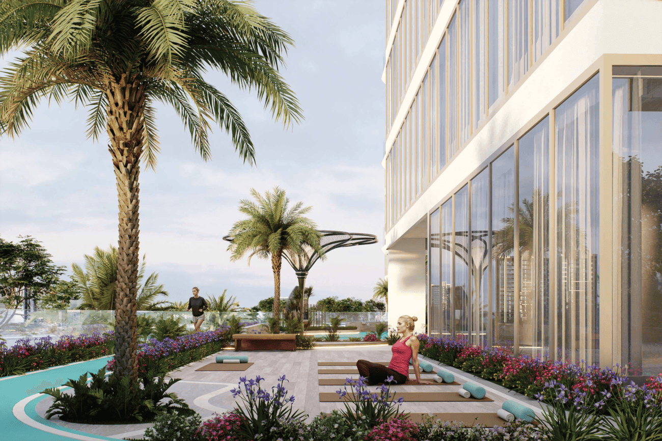 Reef 1000 amenity Outdoor Yoga Area - Dubailand Residence Complex, Dubai - by Reef Luxury Development