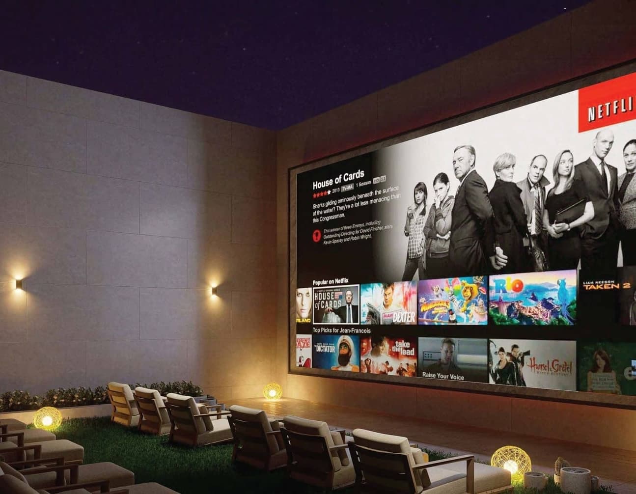 Reef 1000 amenity Rooftop Cinema - Dubailand Residence Complex, Dubai - by Reef Luxury Development