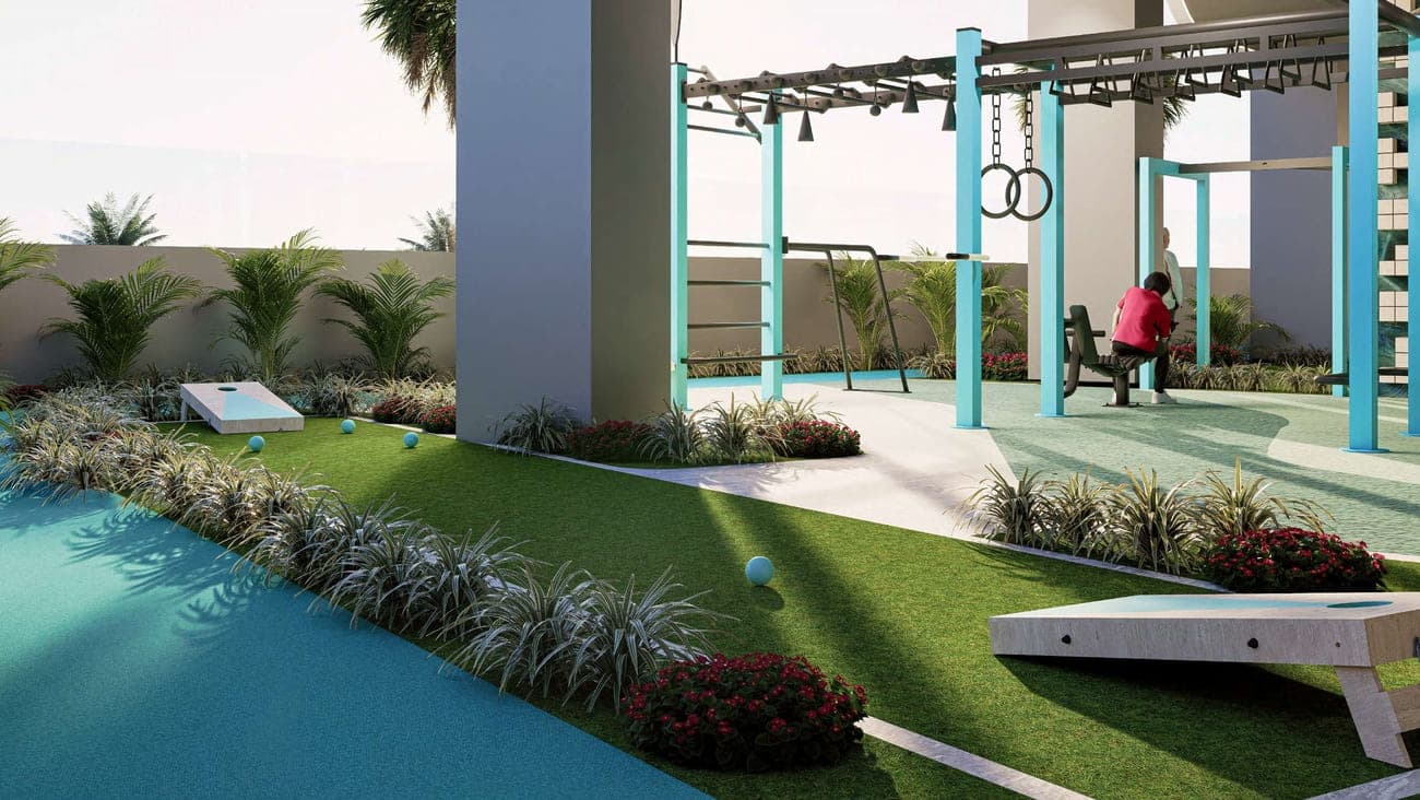 Reef 998 amenity Cornhole in Dubailand Residence Complex, Dubai, by Reef Luxury Development