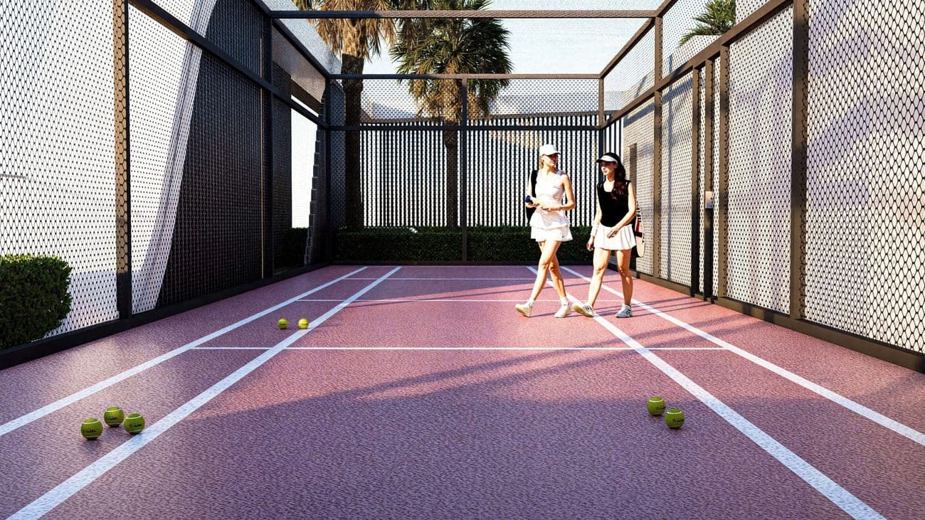 Reef 998 amenity Padel Court in Dubailand Residence Complex, Dubai, by Reef Luxury Development