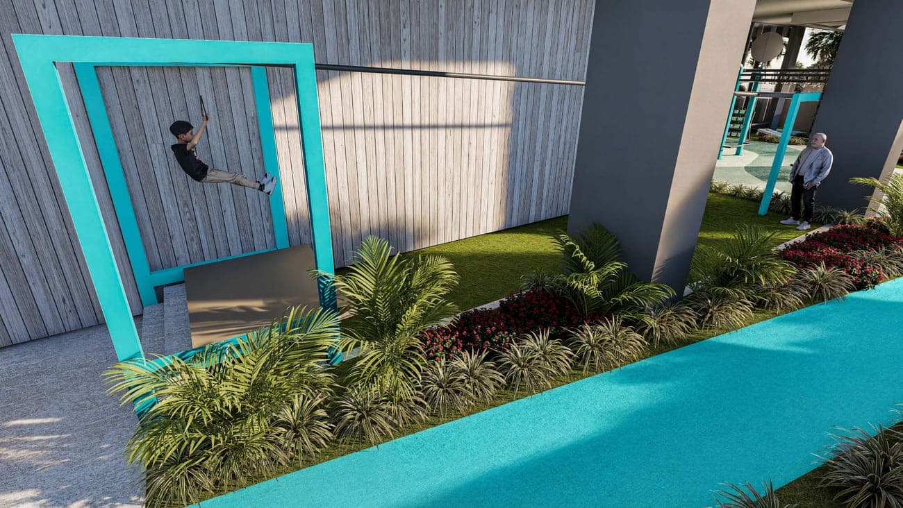 Reef 998 amenity Zip Line in Dubailand Residence Complex, Dubai, by Reef Luxury Development