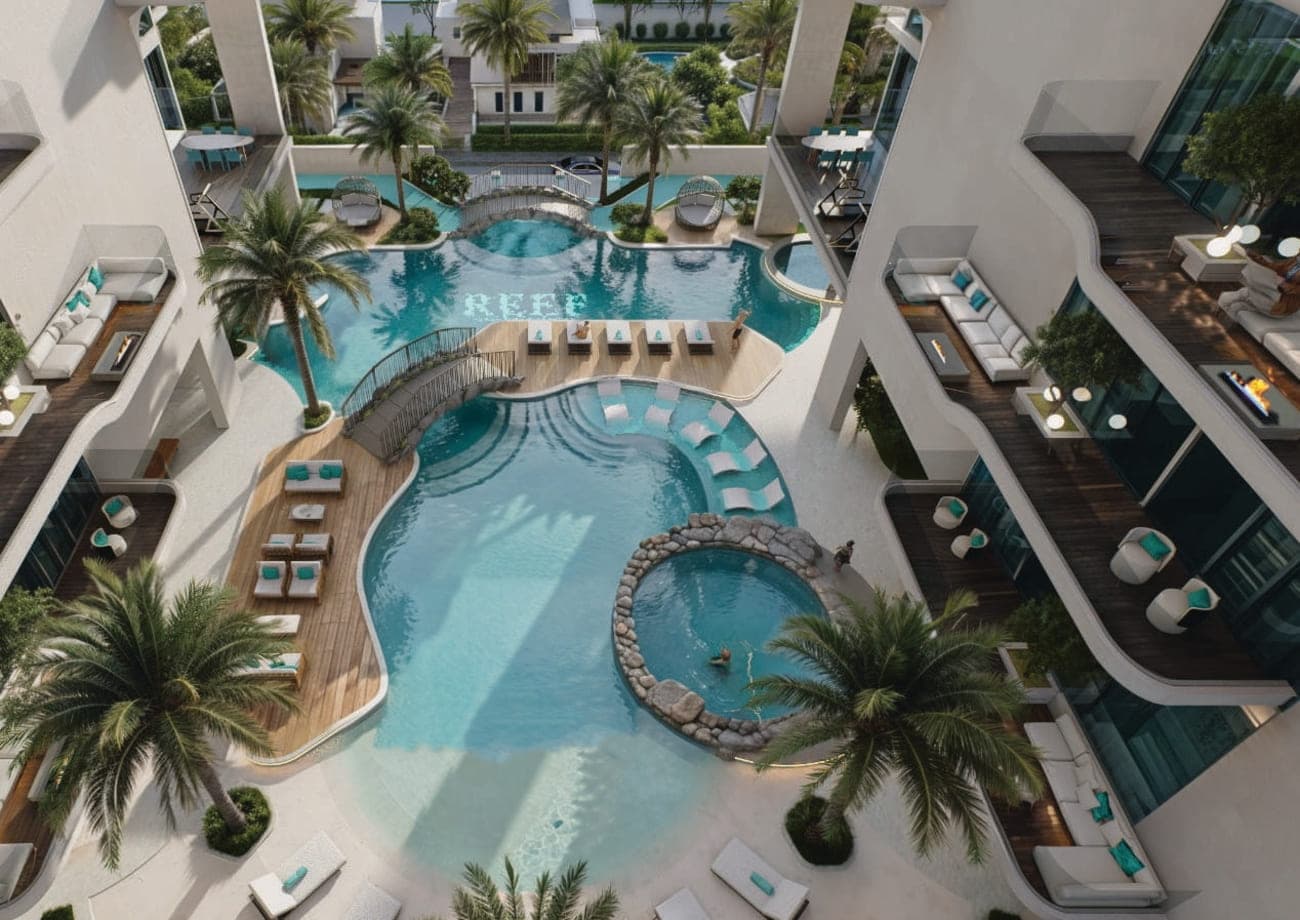 Reef 999 amenity Swimming Pool - Jebel Ali Village, Dubai - by Reef Luxury Development