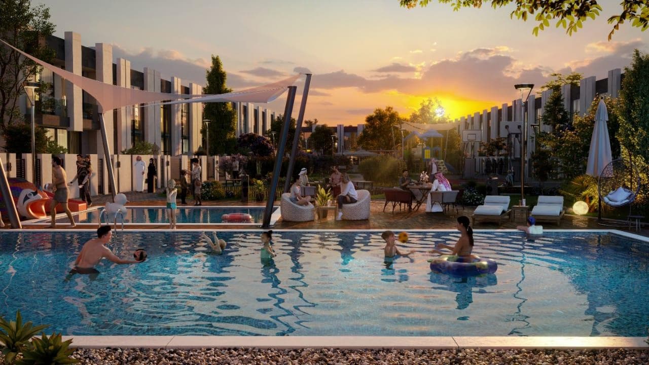 Reportage Village amenity Large Swimming Pool - Wadi Al Safa 7, Dubai - by Reportage Properties