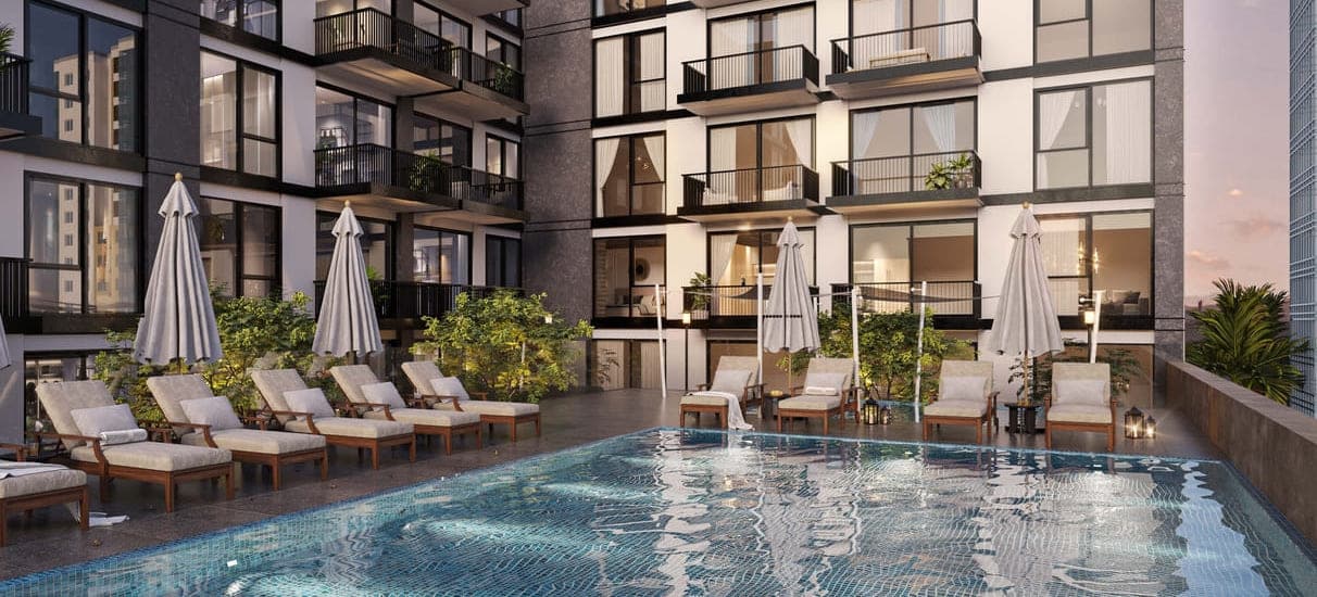 Riviera Chalet amenity Swimming Pool - JVC (Jumeirah Village Circle), Dubai - by Riviera Group