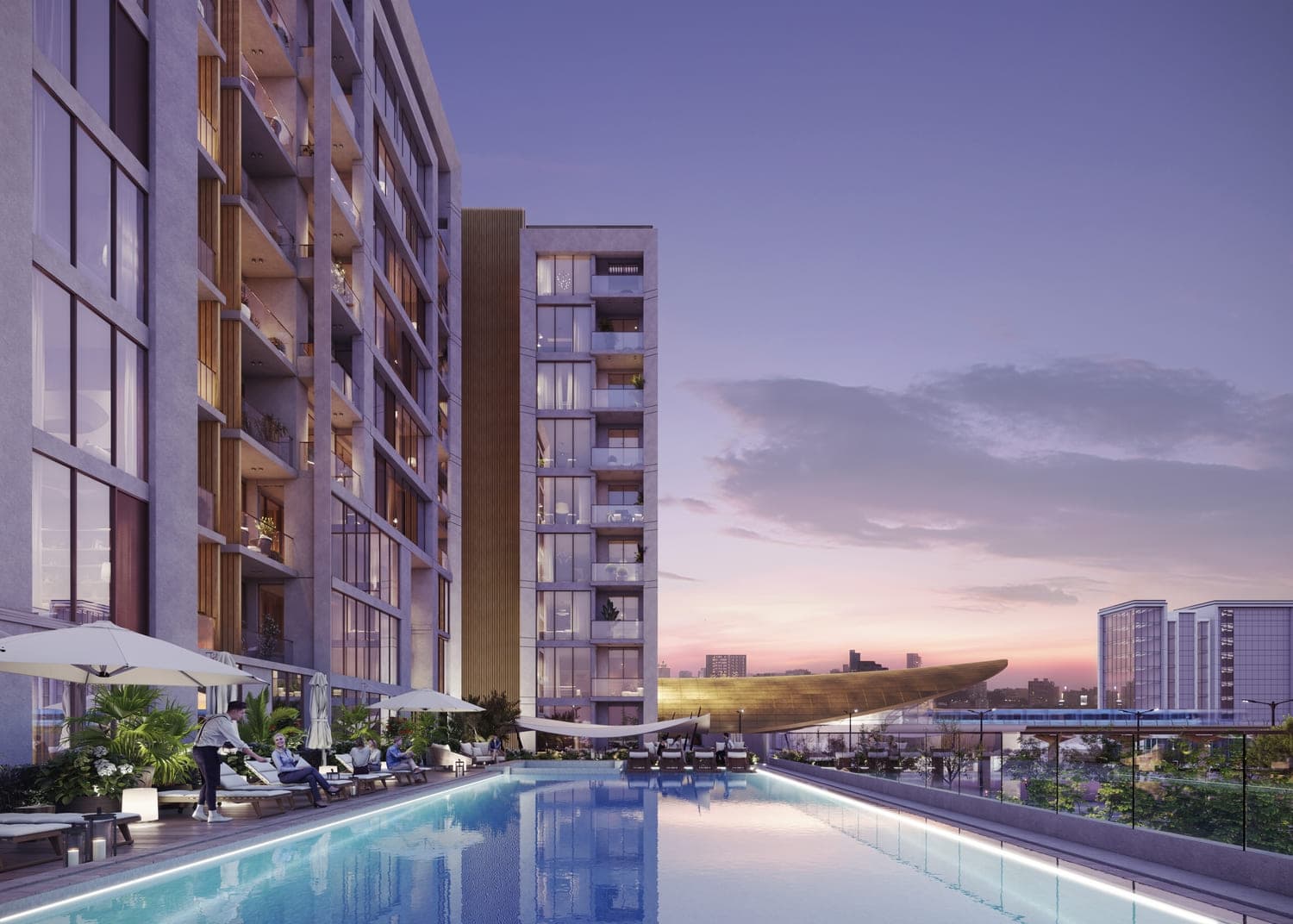 Rosalia Residences amenity Pool & Jacuzzi - Al Furjan, Dubai - by Deyaar