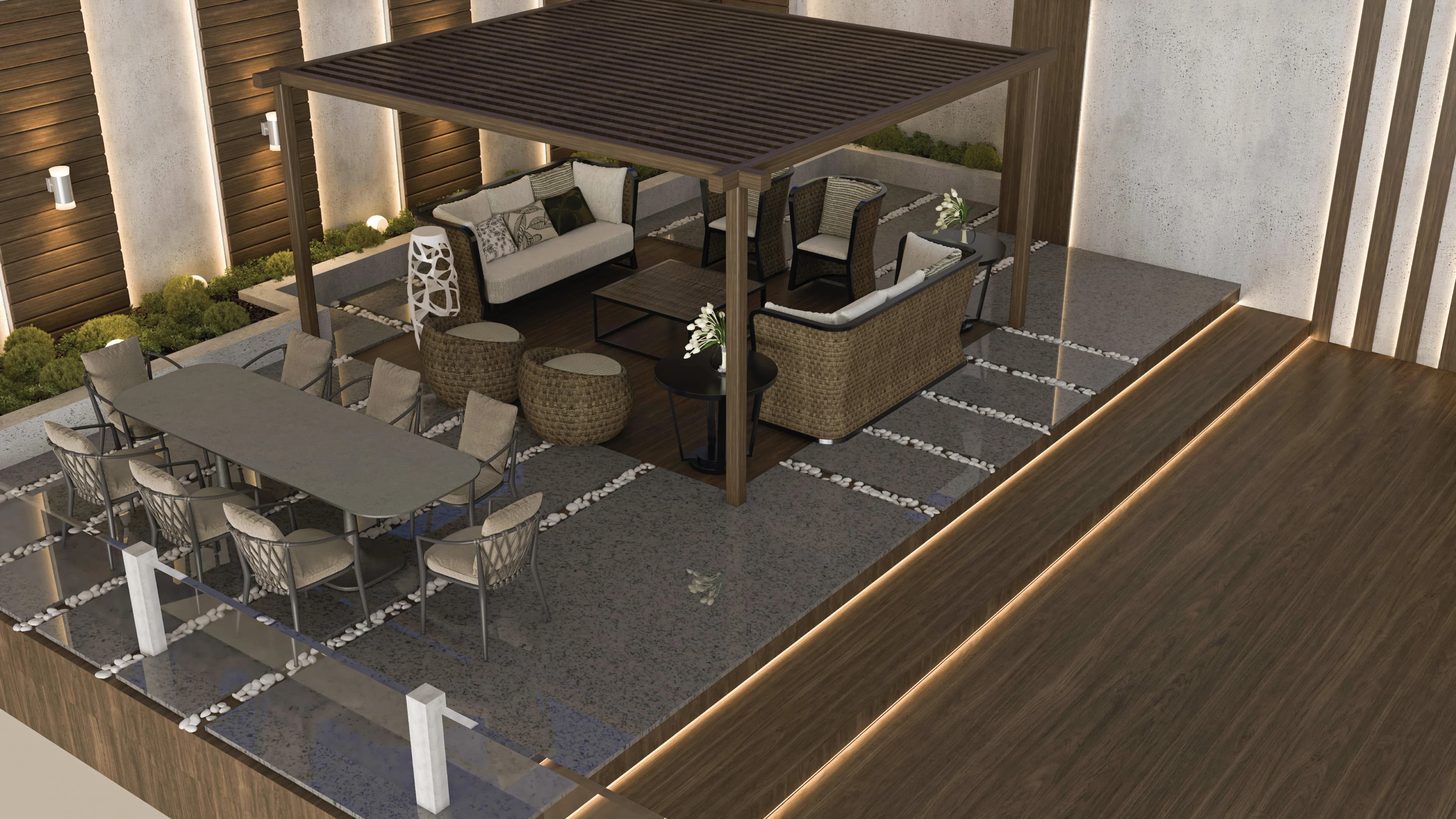 Rose Gardens 1 amenity Outdoor Lounge - Al Satwa, Dubai - by ROZ Real Estate Development LLC