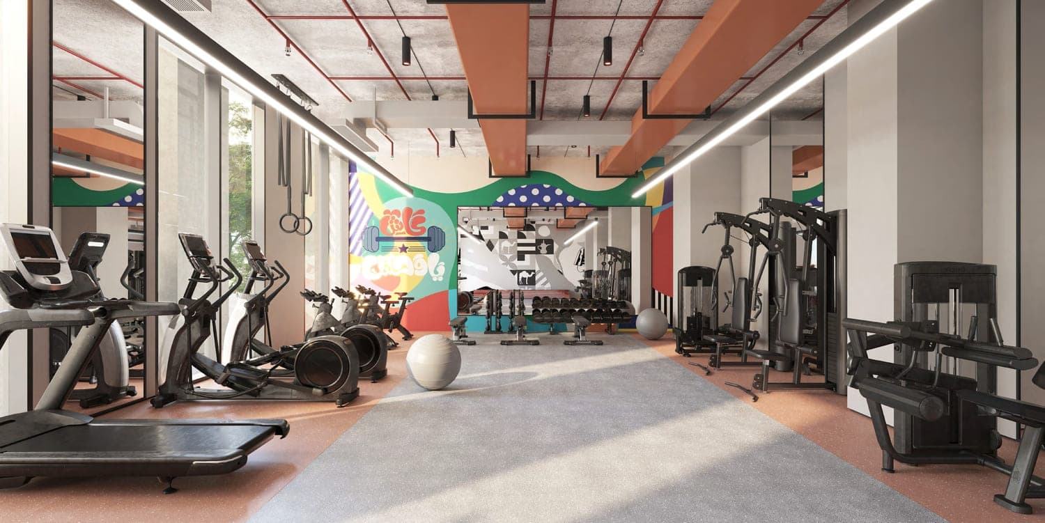 Rove Home Aljada amenity Gym - Muwaileh Commercial, Dubai - by Arada