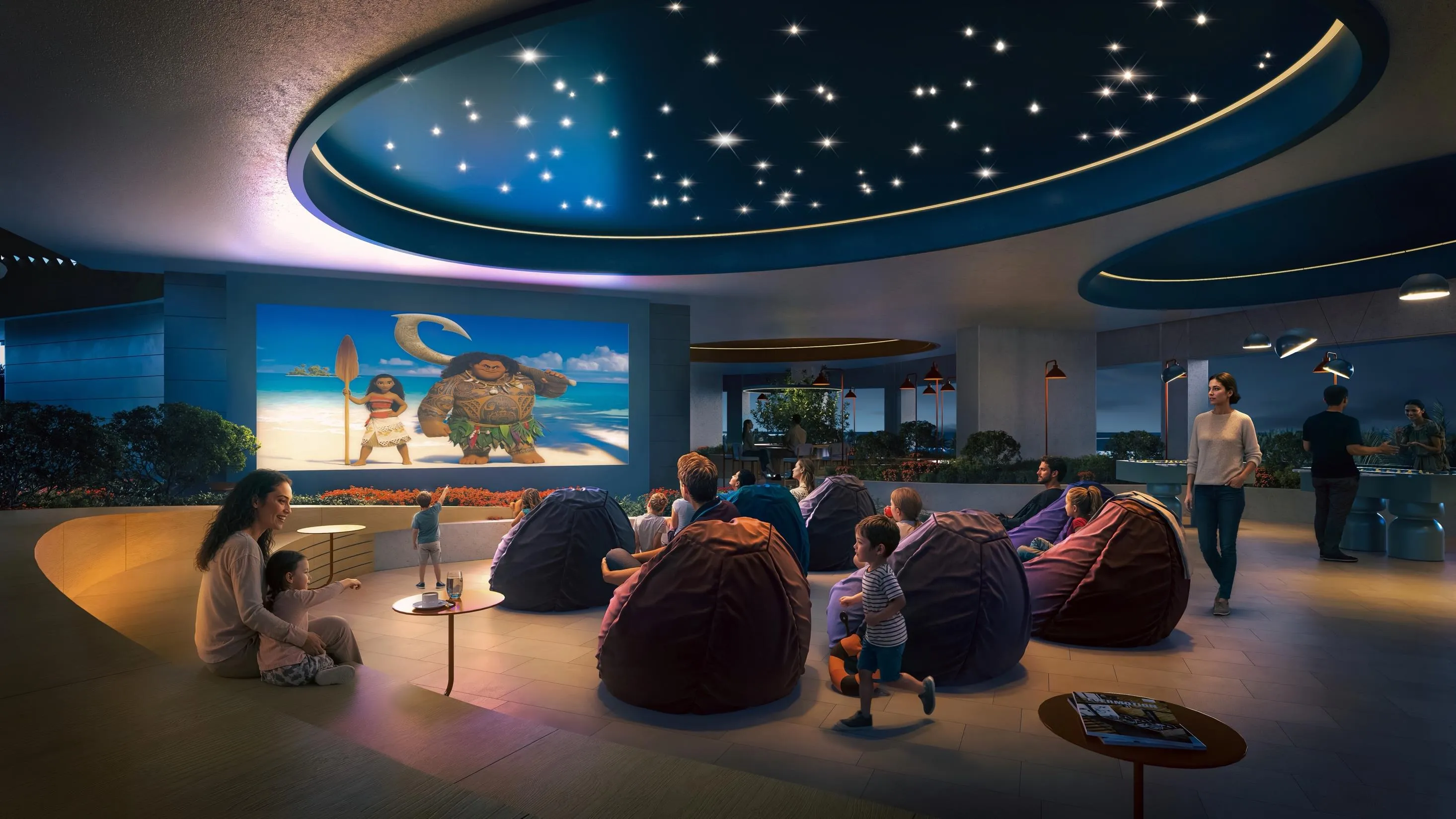 Rove Home Meydan Horizon amenity Outdoor Cinema & Gaming - Meydan, Dubai - by ALAIN