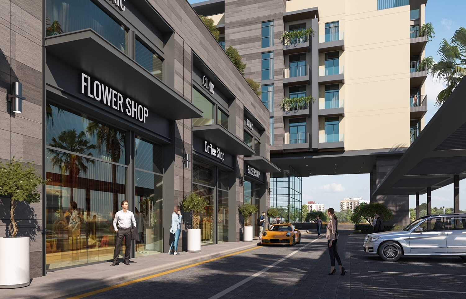 Rukan Residences amenity Shopping Arcade in Wadi Al Safa 7, Dubai, by Continental Investments
