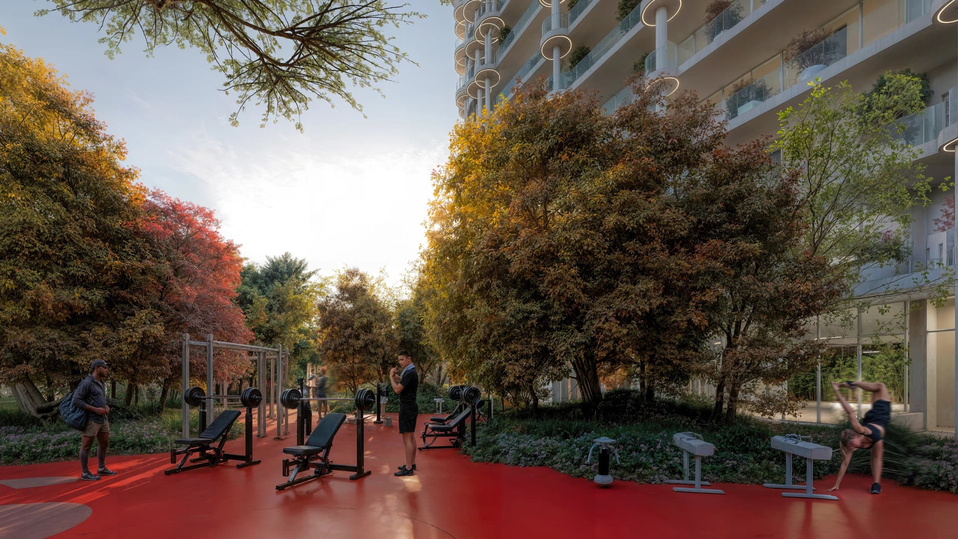 Sakura Gardens amenity Outdoor Gym in Wadi Al Safa 2, Dubai, by HRE Development