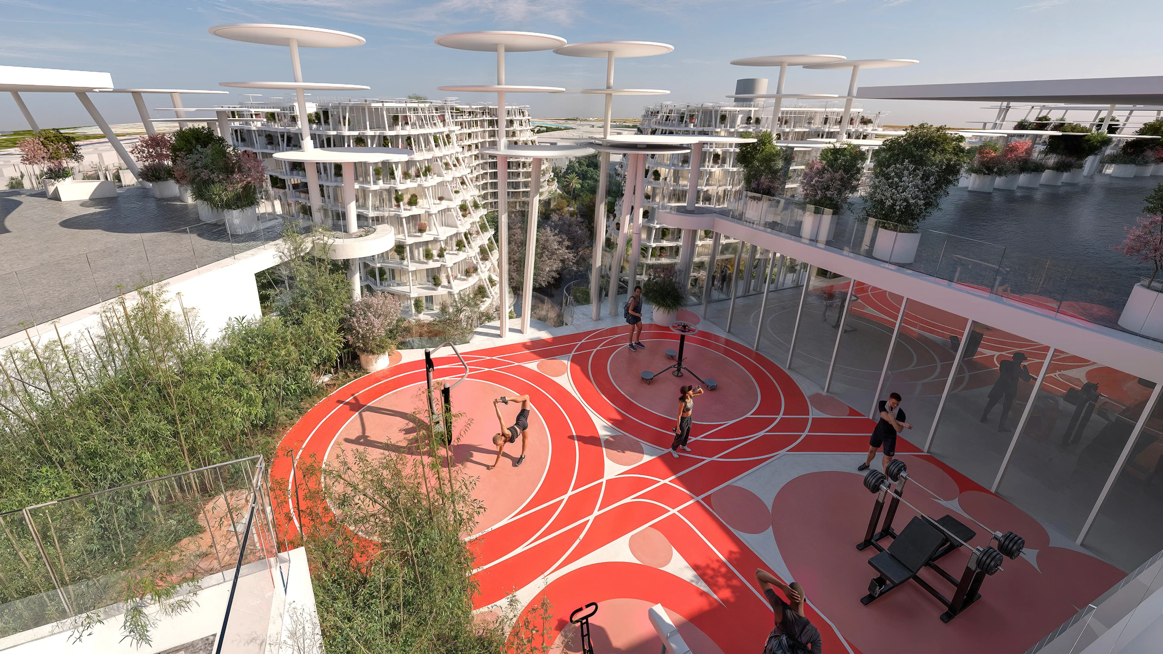 Sakura Gardens amenity Rooftop Gym - Wadi Al Safa 2, Dubai - by HRE Development