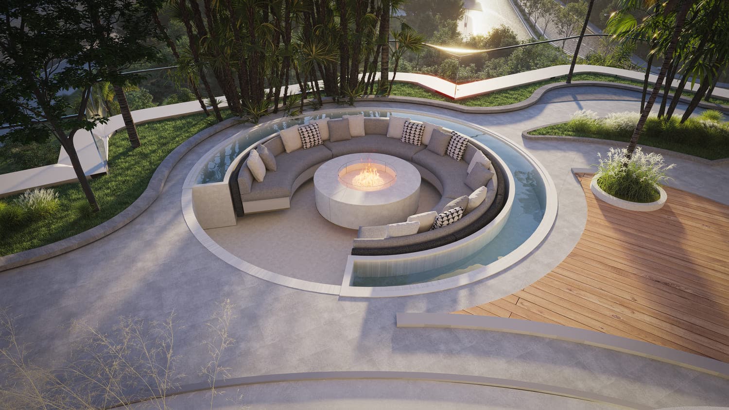 Samana Barari Heights amenity Sunken Seating - Majan, Dubai - by Samana