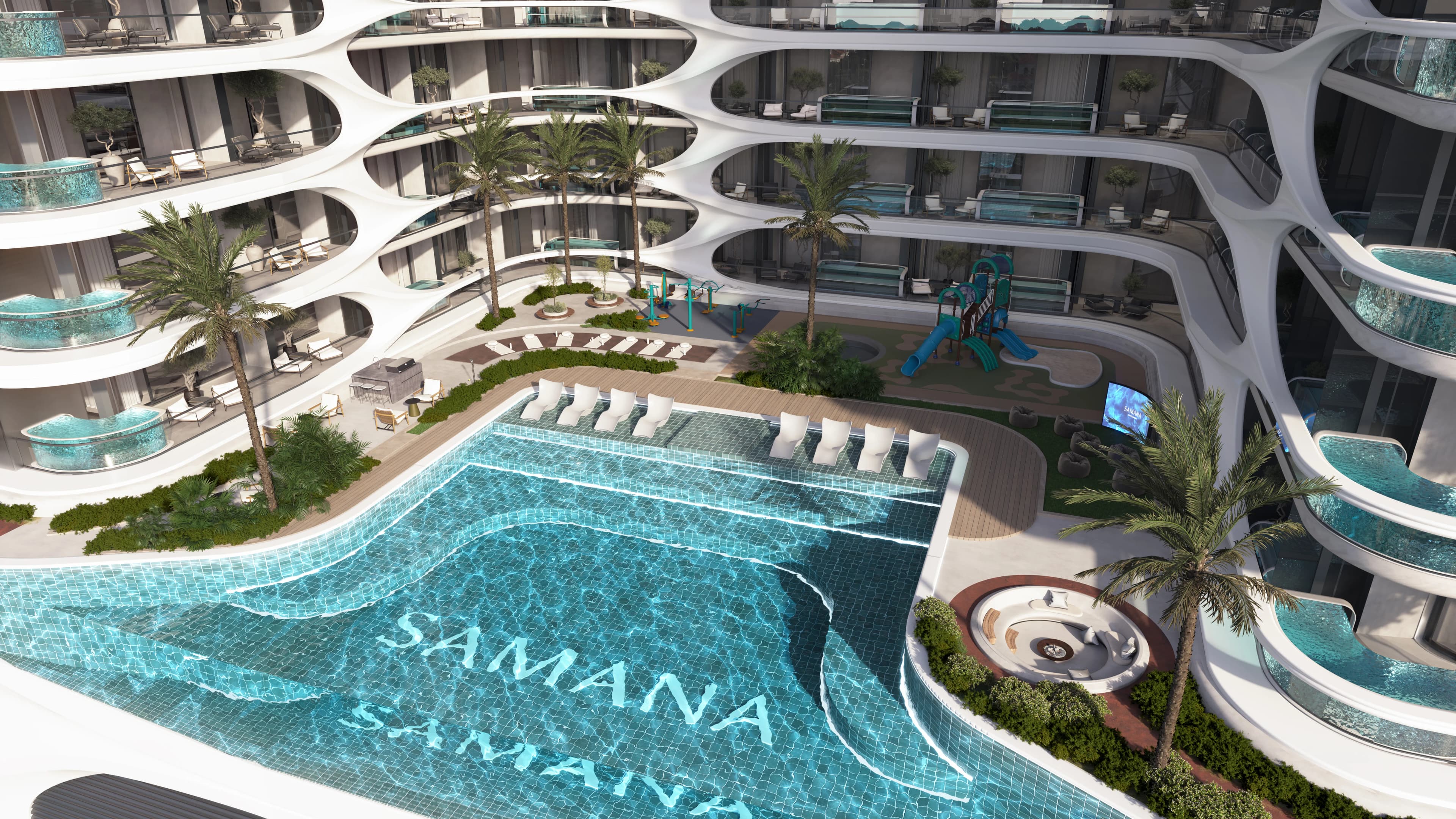 Samana Boulevard Heights amenity Outdoor Swimming Pool - Wadi Al Safa 5, Dubai - by Samana