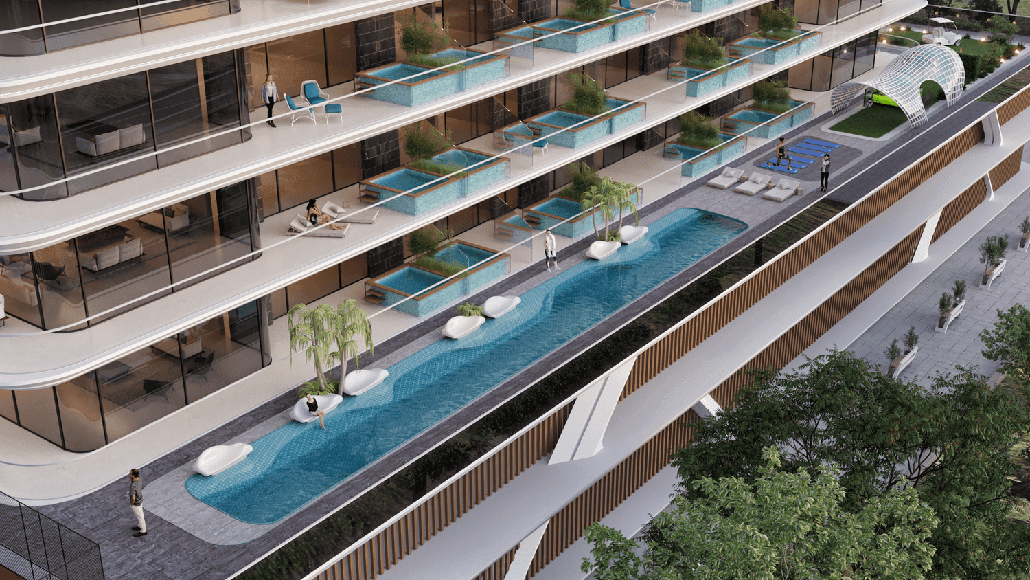 Samana Golf Views amenity A Luxurious & Large Leisure Pool Deck - Dubai Sports City, Dubai - by Samana