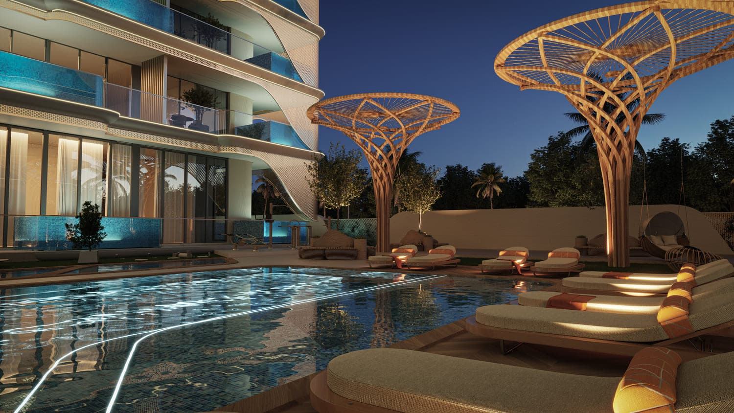 Samana Imperial Garden amenity Pool Deck in Arjan, Dubai