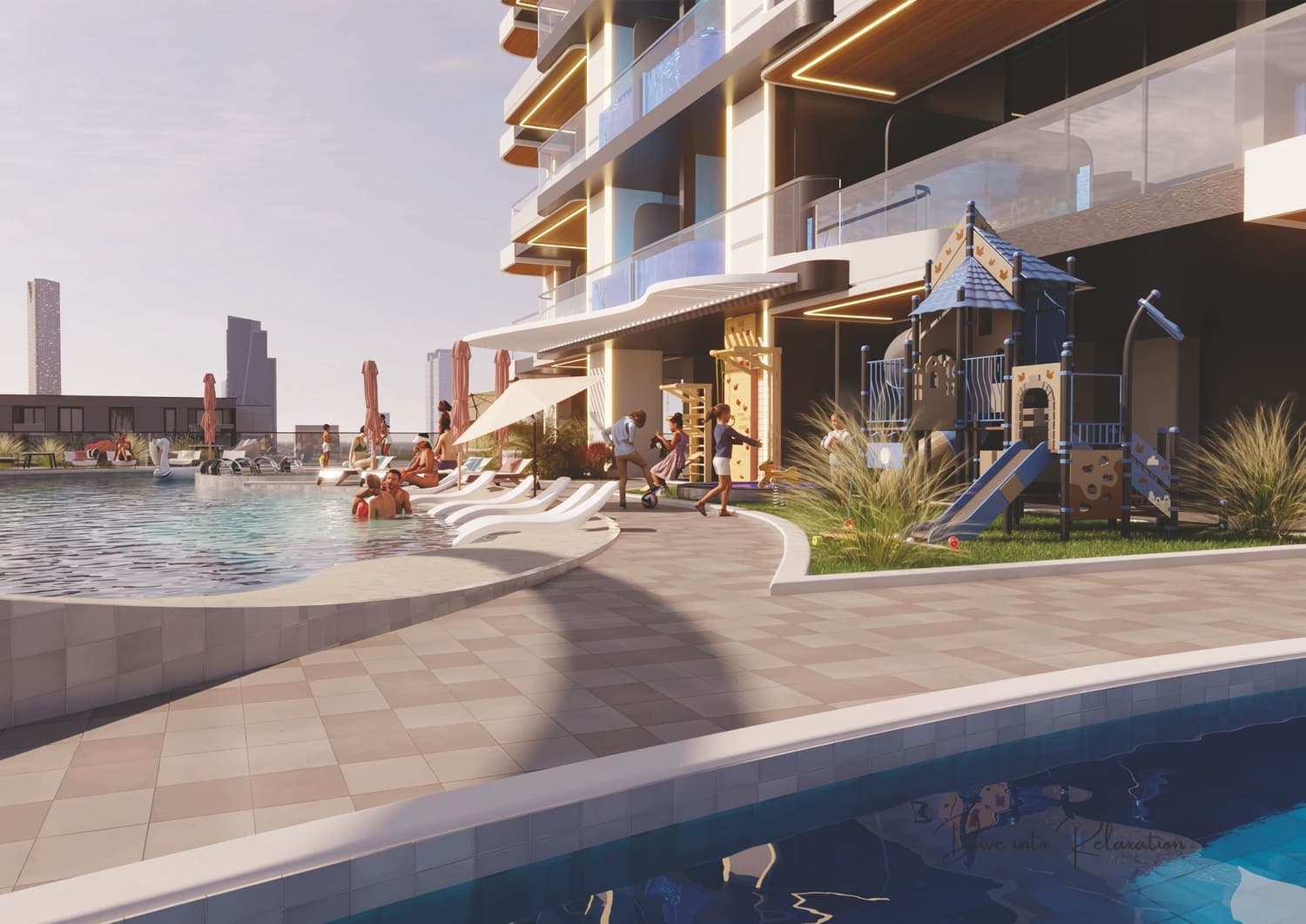 Samana Manhattan 2 amenity A Luxurious & Large Leisure Pool Deck - JVC (Jumeirah Village Circle), Dubai - by Samana