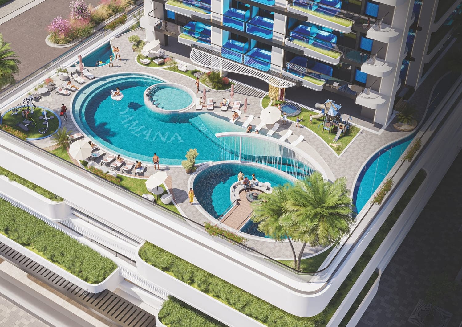 Samana Manhattan amenity Main Pool - JVC (Jumeirah Village Circle), Dubai - by Samana