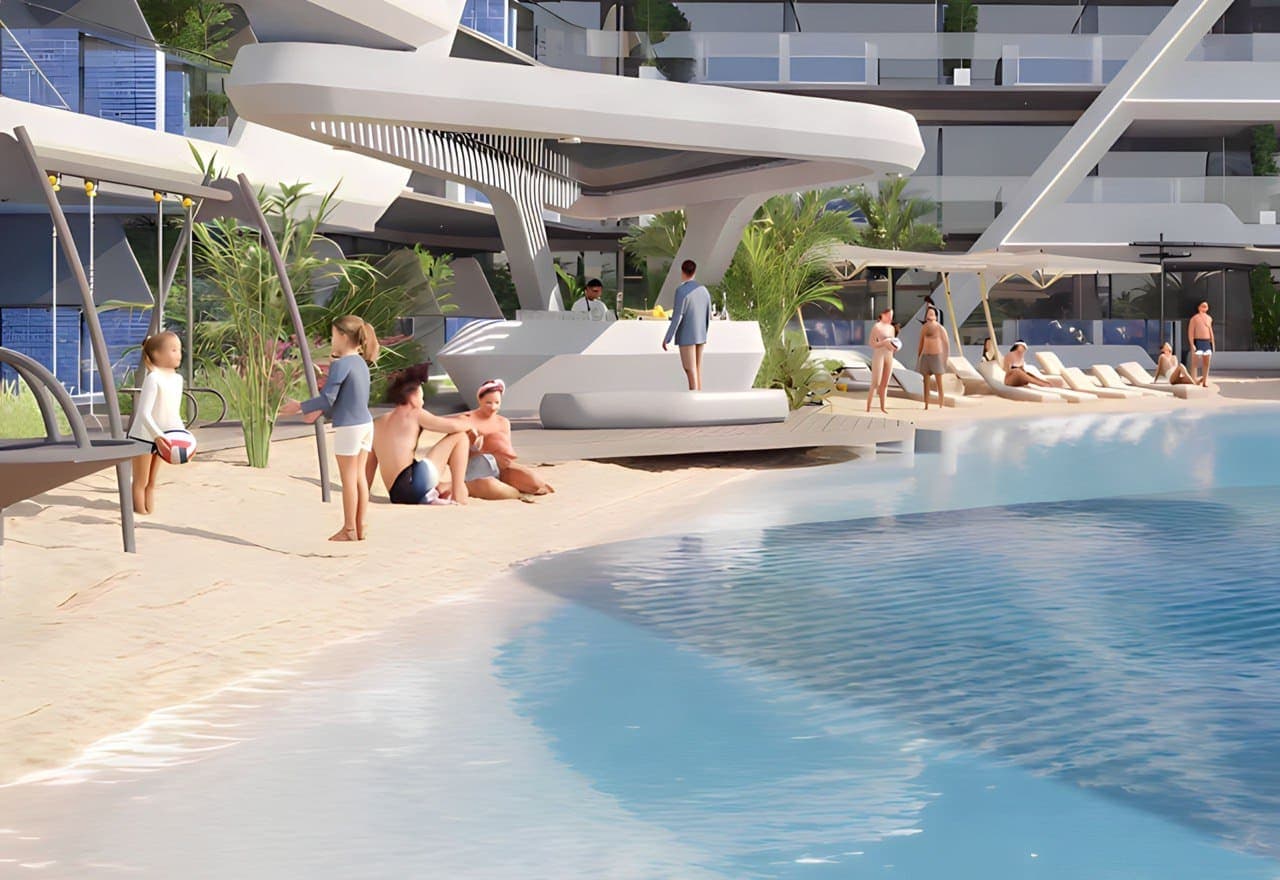 Samana Mykonos amenity Leisure Pool Deck in Dubai Studio City, Dubai