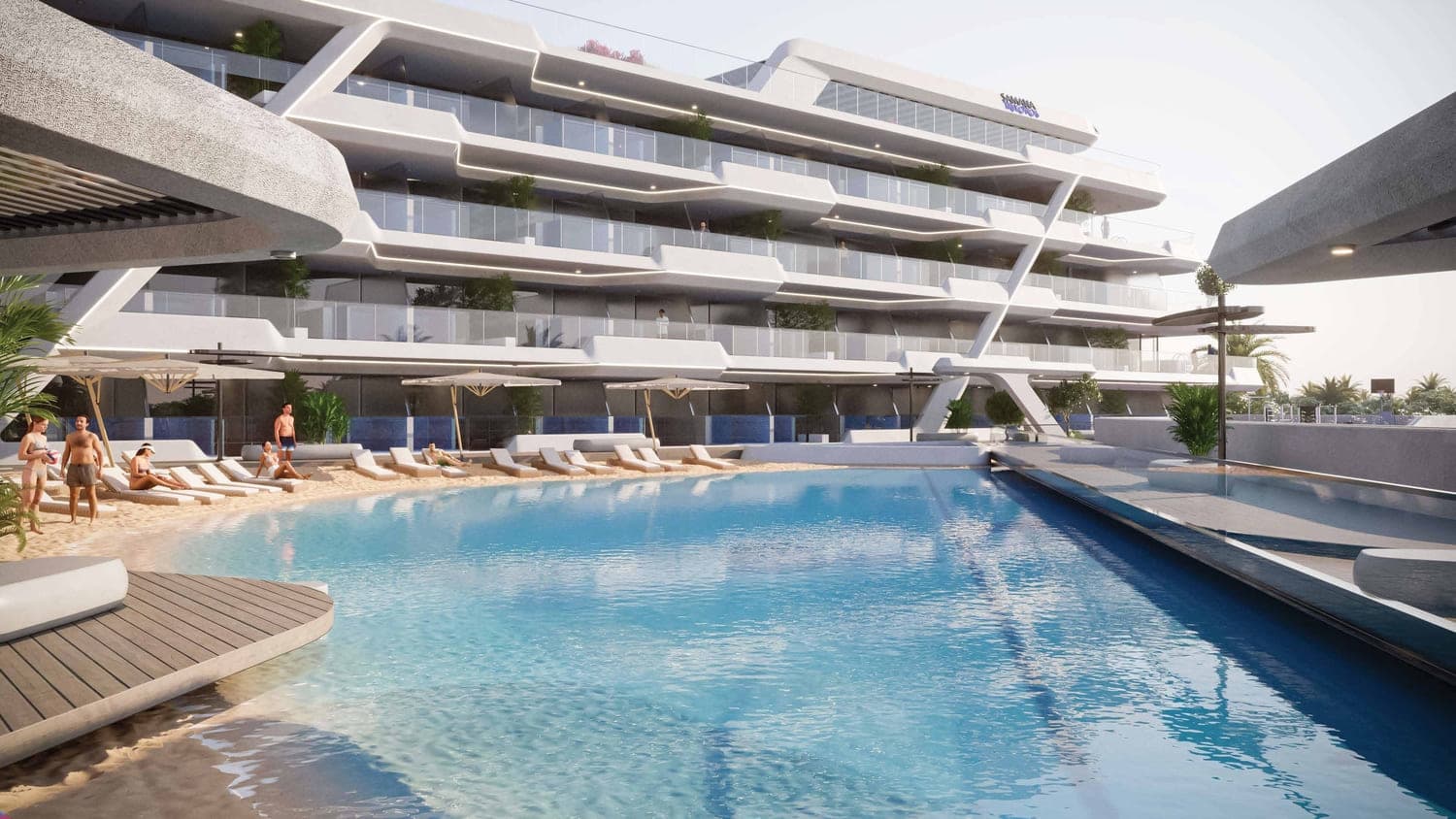 Samana Mykonos Signature amenity Leisure Pool Deck in Arjan, Dubai
