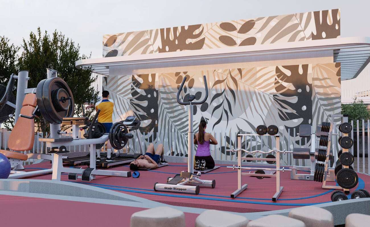 Samana Park Meadows amenity Outdoor Gym in Dubailand Residence Complex, Dubai