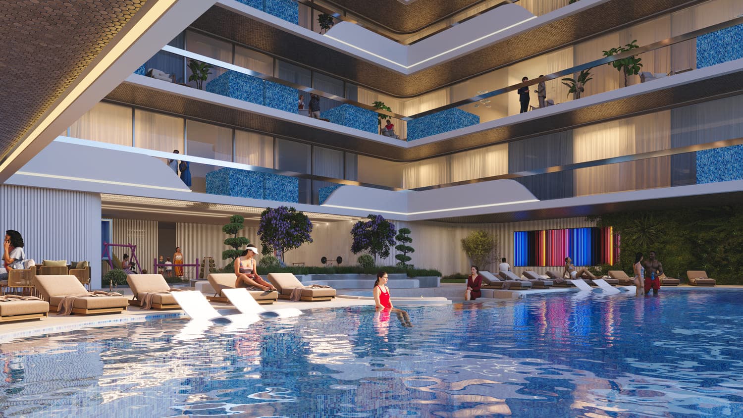 Samana Parkville amenity Expansive Pool Deck & Jacuzzi - Dubailand Residence Complex, Dubai - by Samana