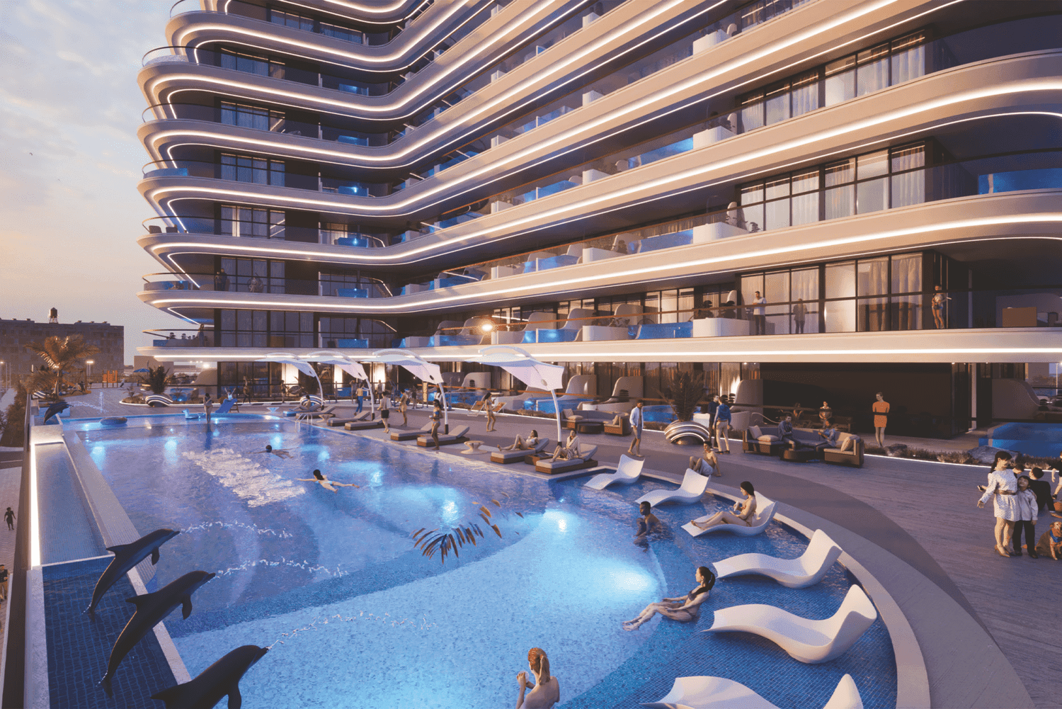 Samana Portofino amenity Infinity Swimming Pool & Jacuzzi - Dubai Production City, Dubai - by Samana